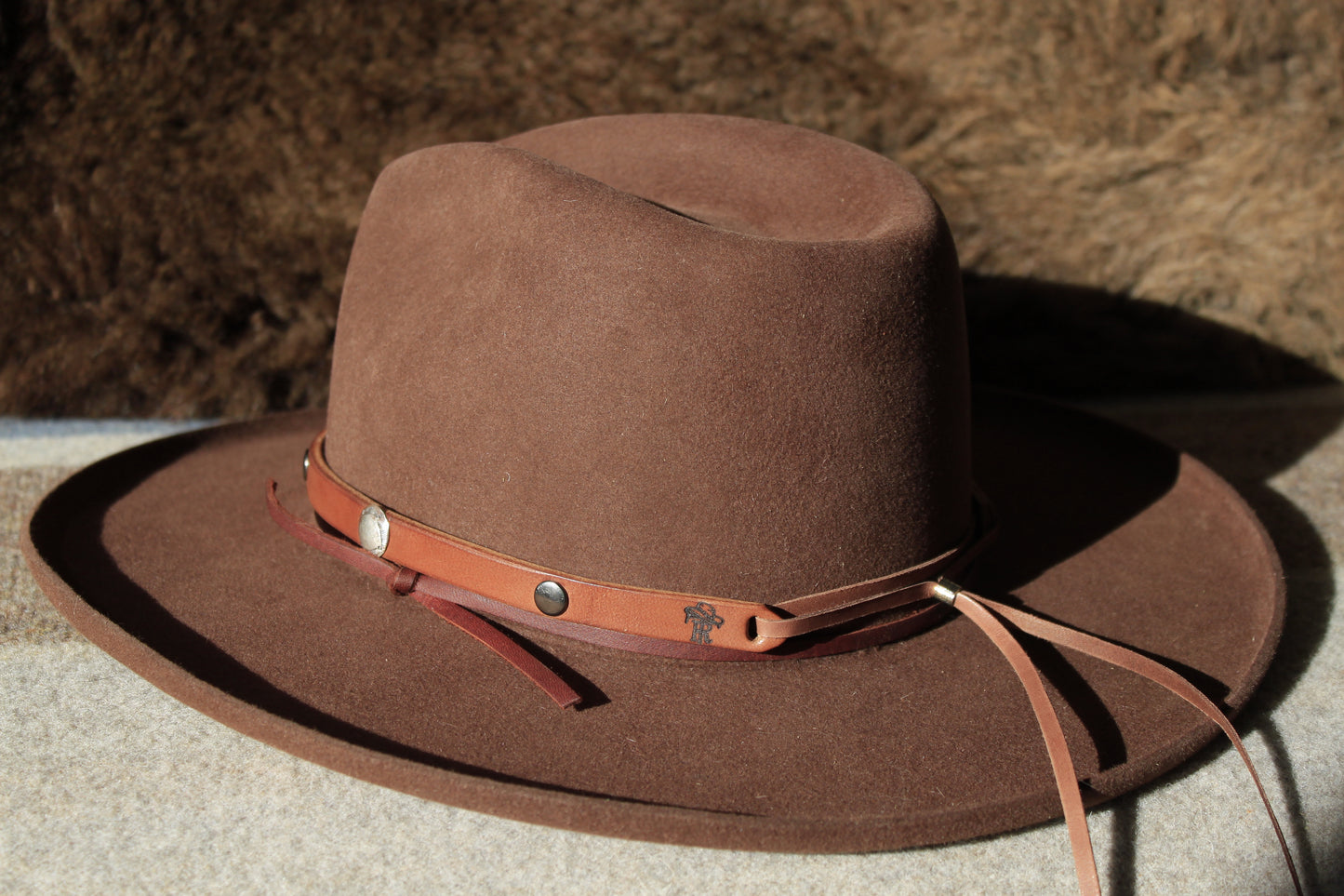 Old Reliable - Leather Hat Band with Vintage Native American Buttons