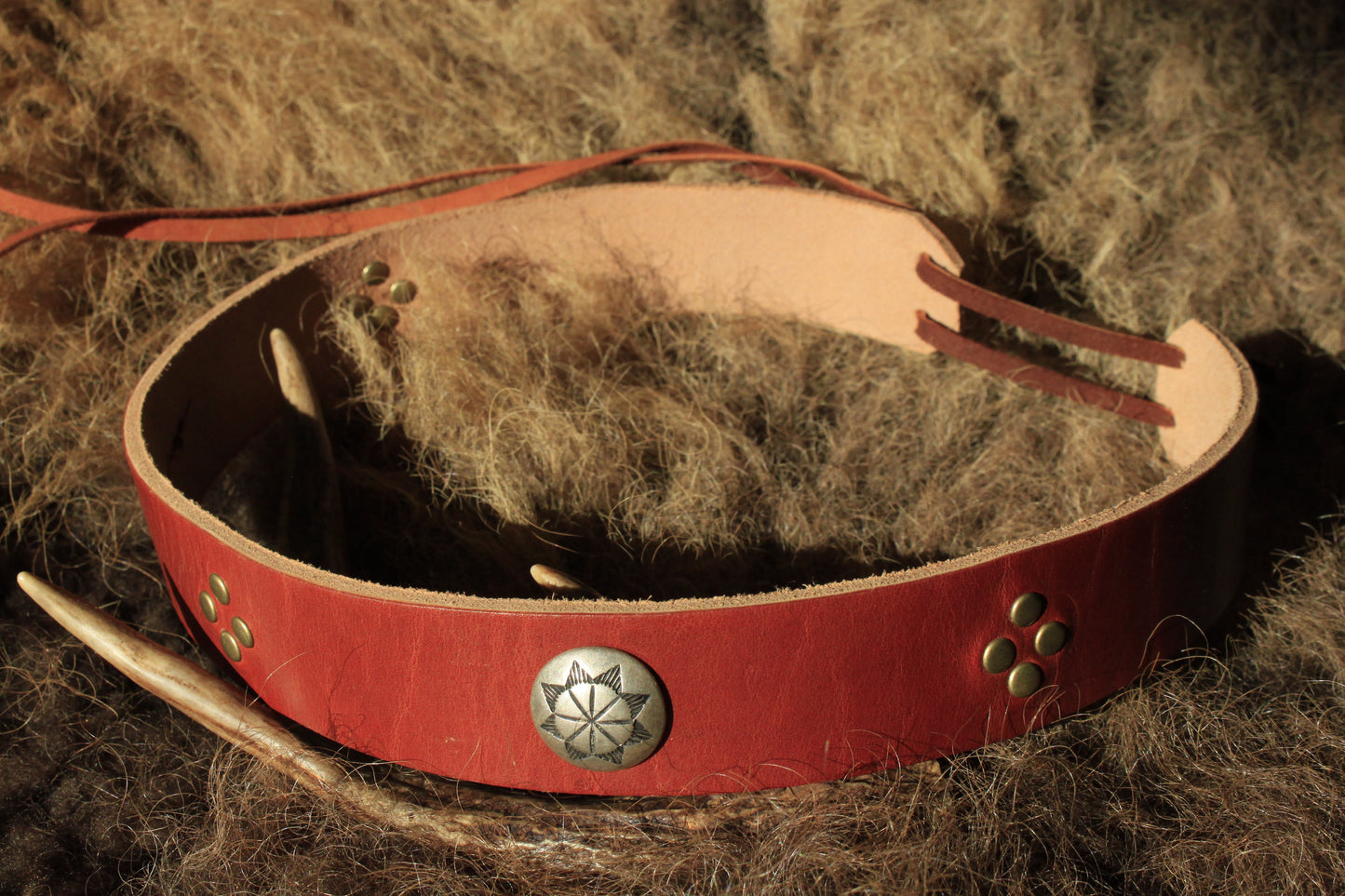 Ocotillo - Leather Hat Band with Vintage Native American Buttons