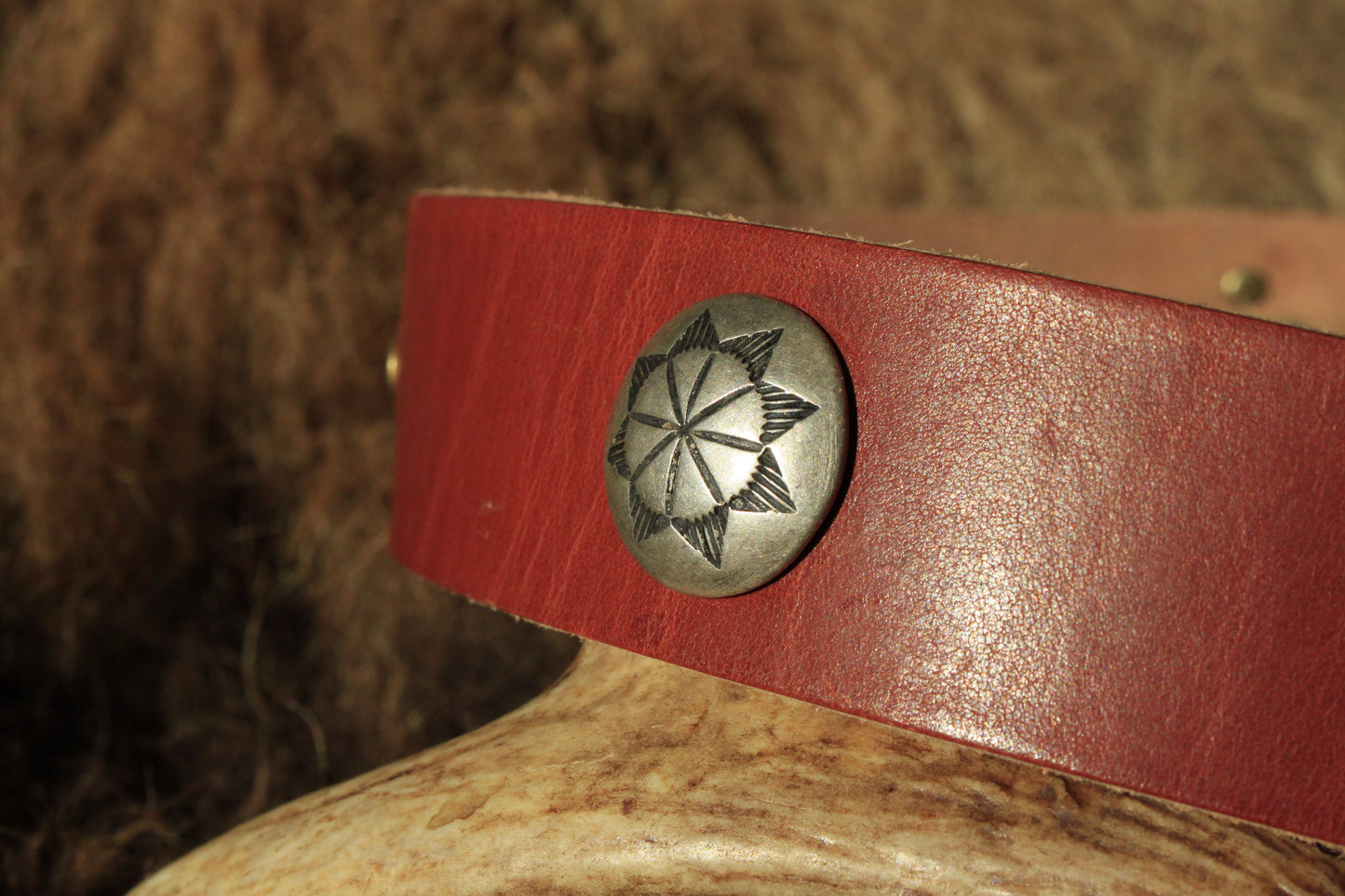 Ocotillo - Leather Hat Band with Vintage Native American Buttons