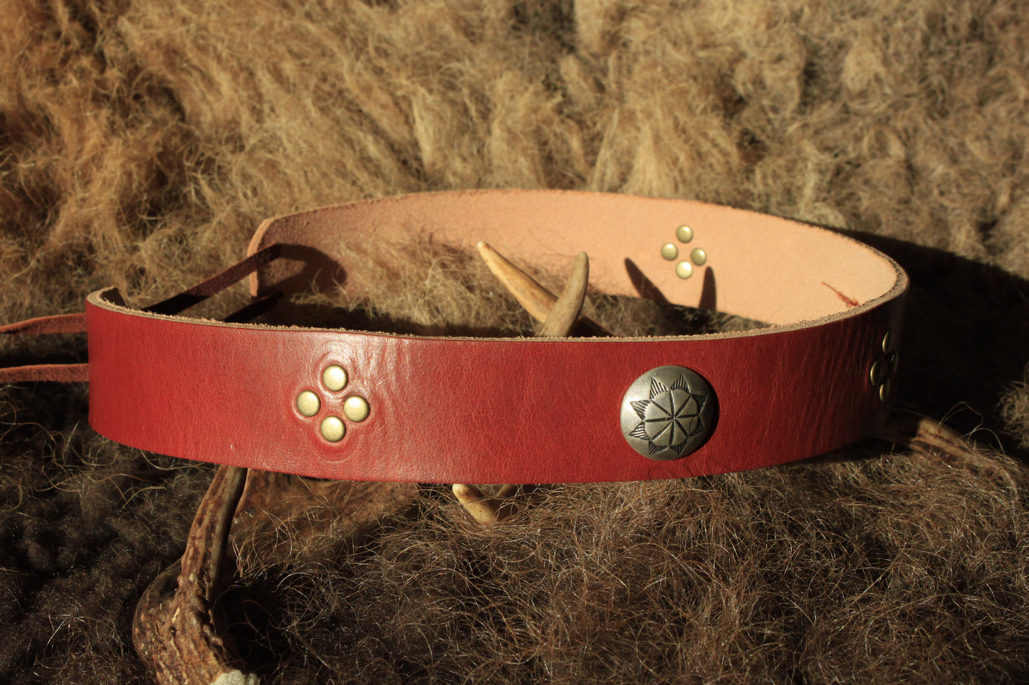 Ocotillo - Leather Hat Band with Vintage Native American Buttons
