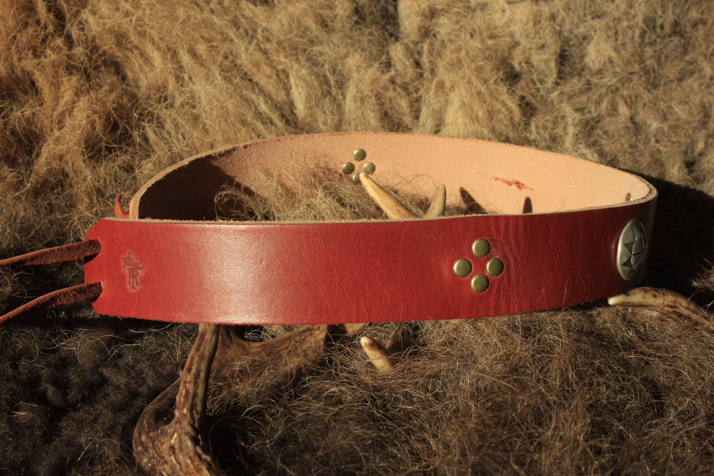 Ocotillo - Leather Hat Band with Vintage Native American Buttons