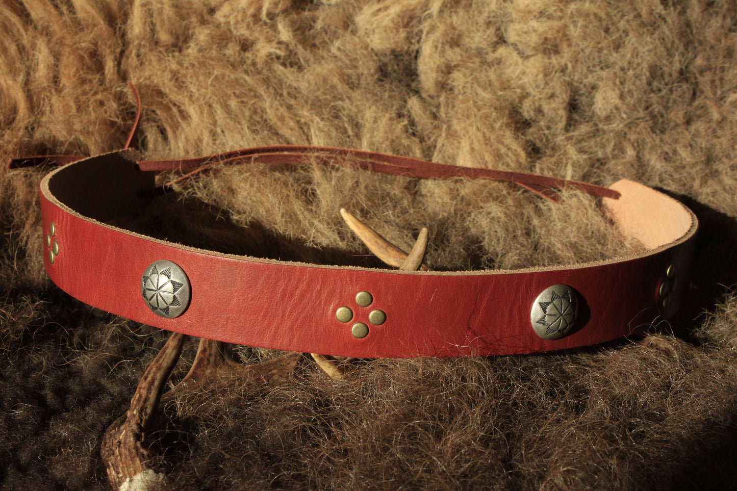 Ocotillo - Leather Hat Band with Vintage Native American Buttons