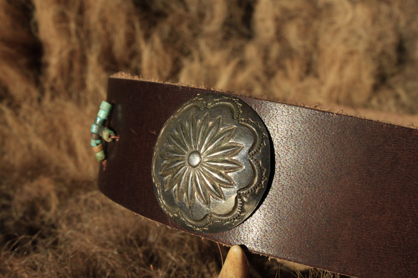Desert Willow - Leather Hat Band with Vintage Native American Buttons