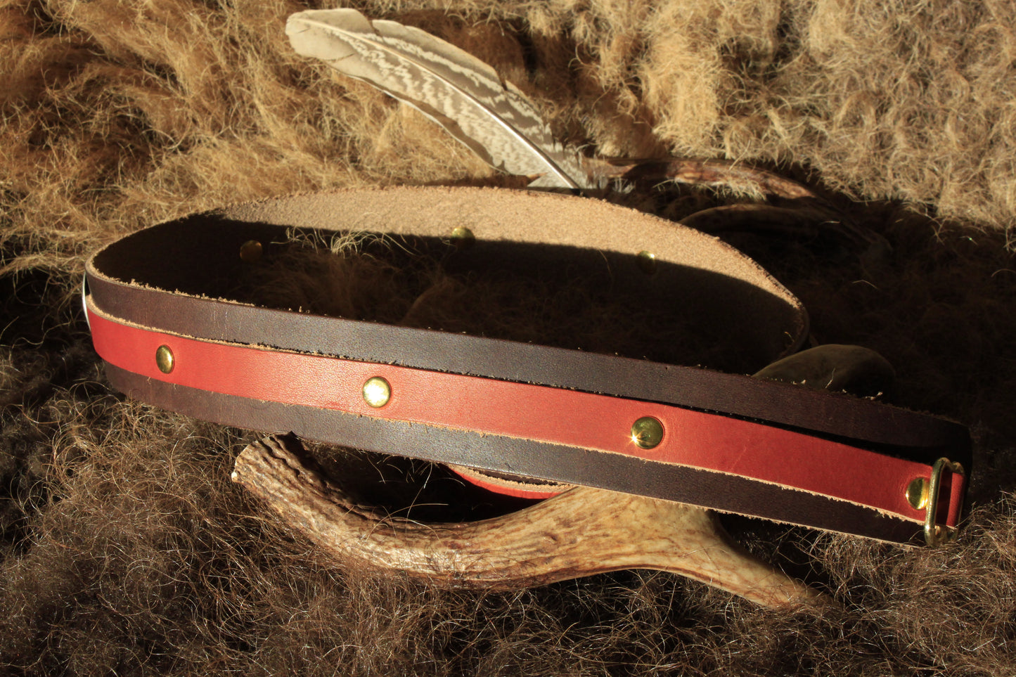 Huachuca - Leather Hat Band with Vintage Native American Button