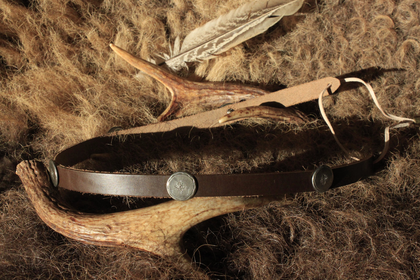 Cottonwood - Leather Hat Band with Vintage Native American Buttons