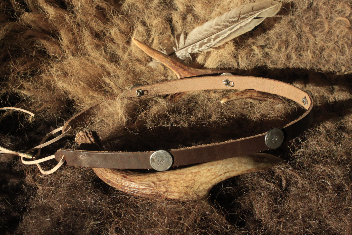 Cottonwood - Leather Hat Band with Vintage Native American Buttons