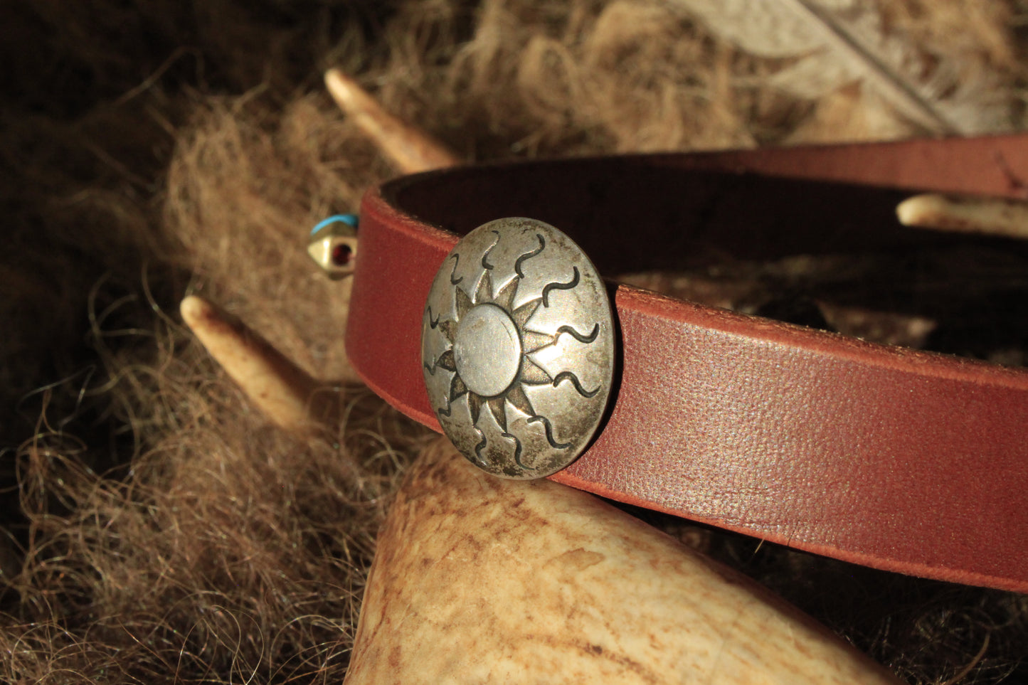 Sundance - Leather Hat Band with Vintage Native American Button