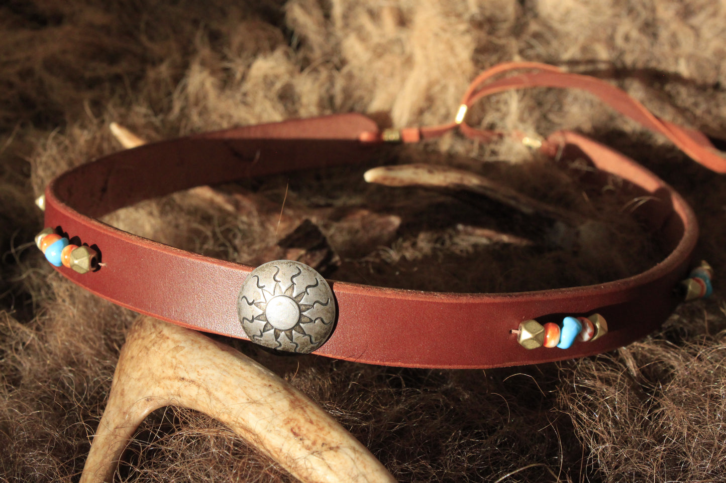 Sundance - Leather Hat Band with Vintage Native American Button