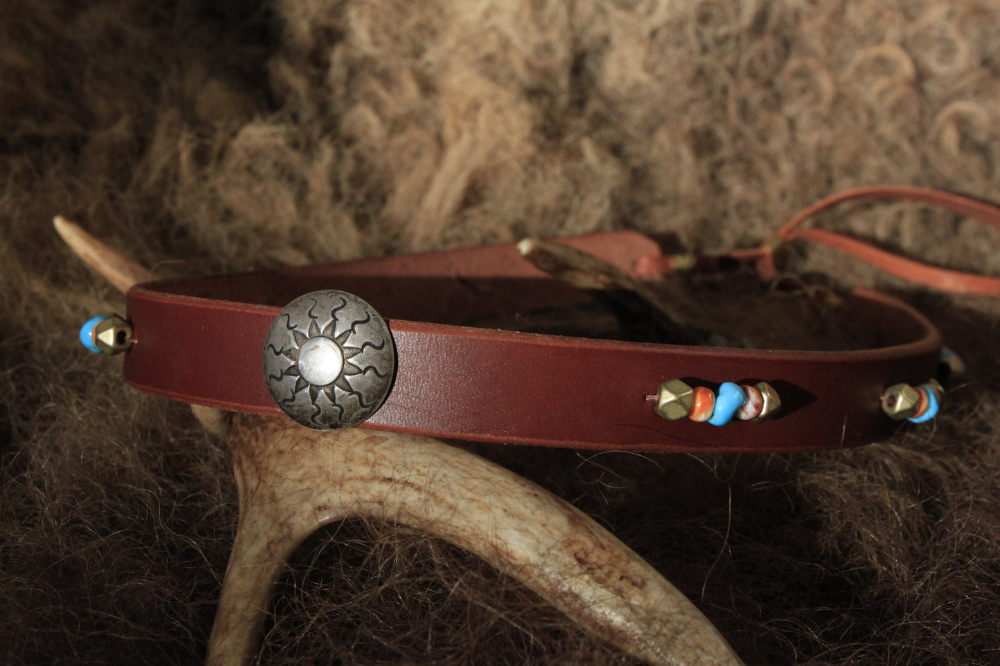 Sundance - Leather Hat Band with Vintage Native American Button
