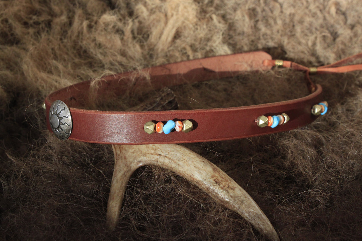 Sundance - Leather Hat Band with Vintage Native American Button