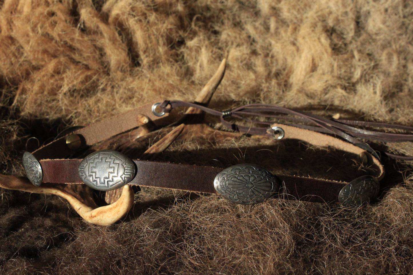 Chaco - Leather Hat Band with Vintage Native American Concho Buttons