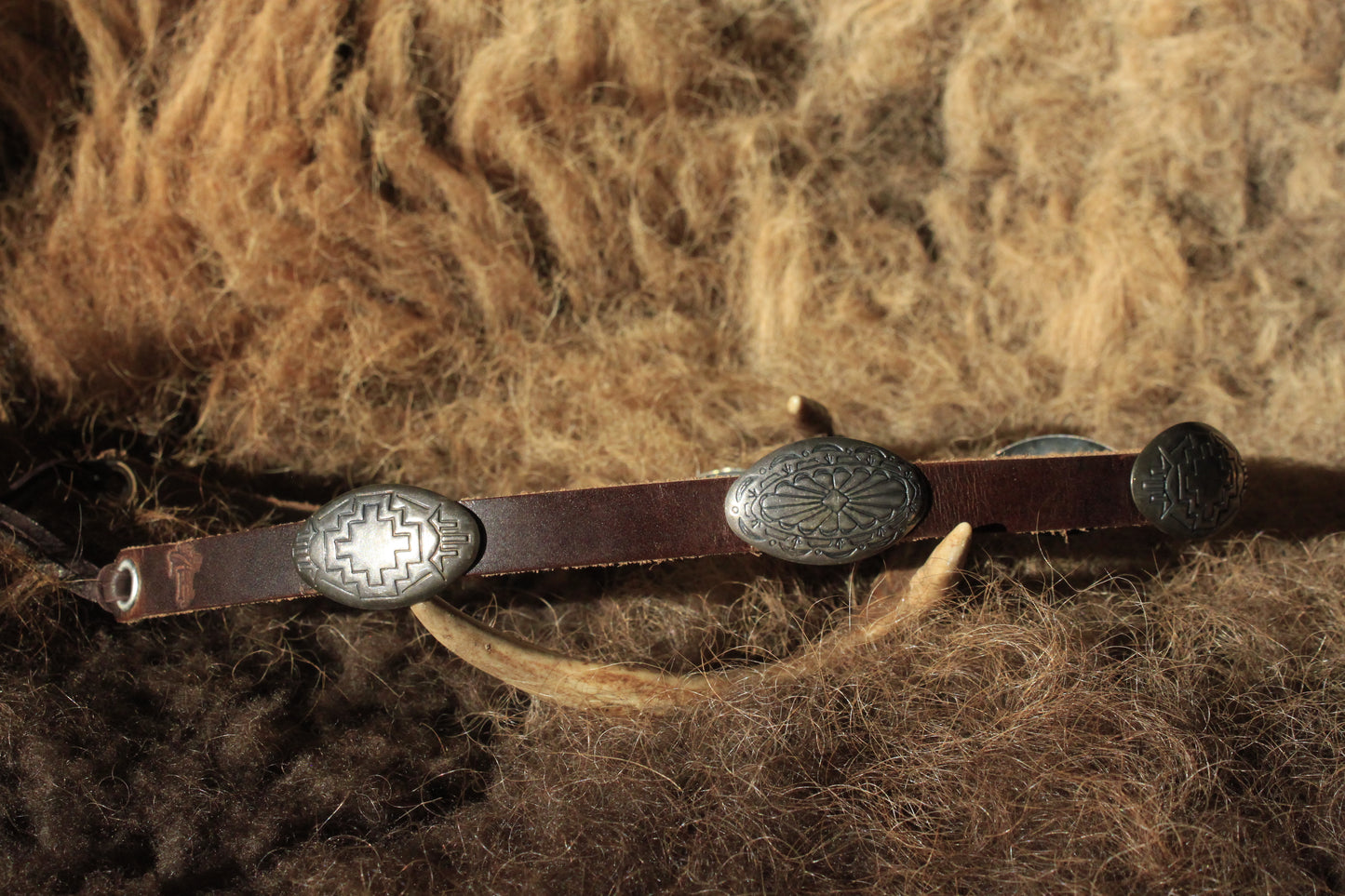 Chaco - Leather Hat Band with Vintage Native American Concho Buttons
