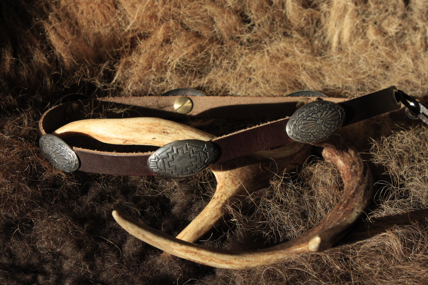 Chaco - Leather Hat Band with Vintage Native American Concho Buttons