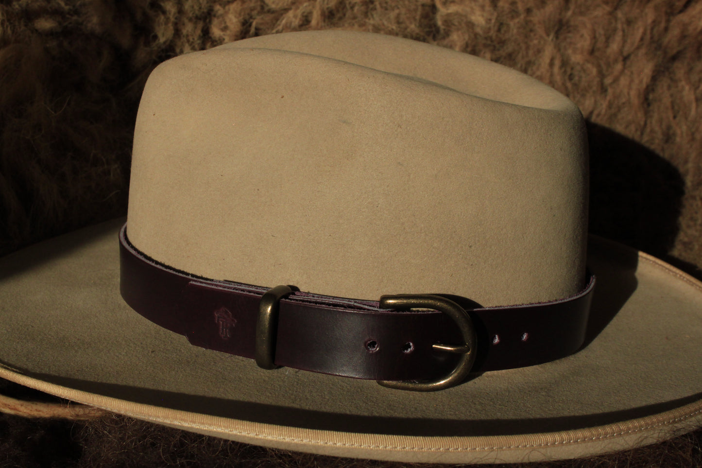 Columbine - Leather Hat Band with Vintage Native American Button with Turquoise