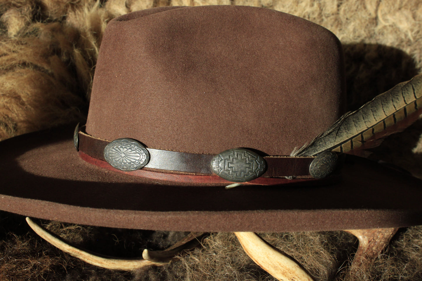 Chaco - Leather Hat Band with Vintage Native American Concho Buttons