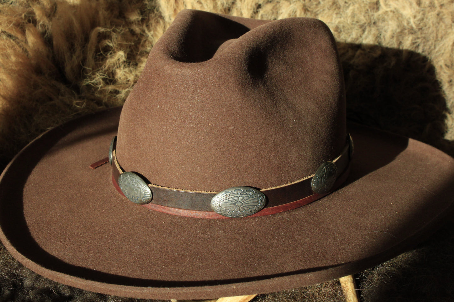 Chaco - Leather Hat Band with Vintage Native American Concho Buttons