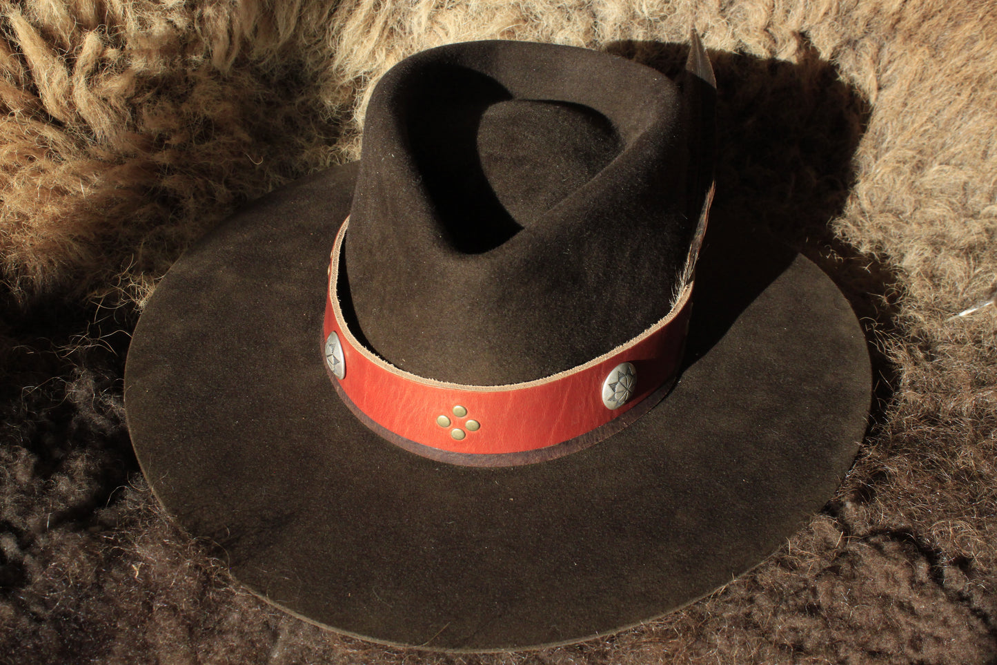 Ocotillo - Leather Hat Band with Vintage Native American Buttons