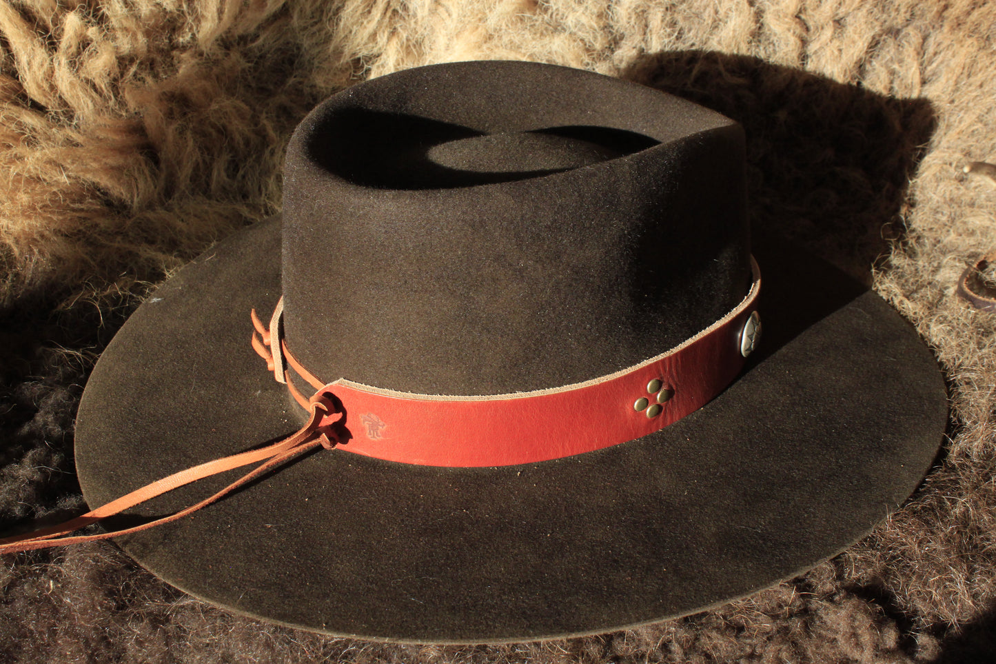 Ocotillo - Leather Hat Band with Vintage Native American Buttons