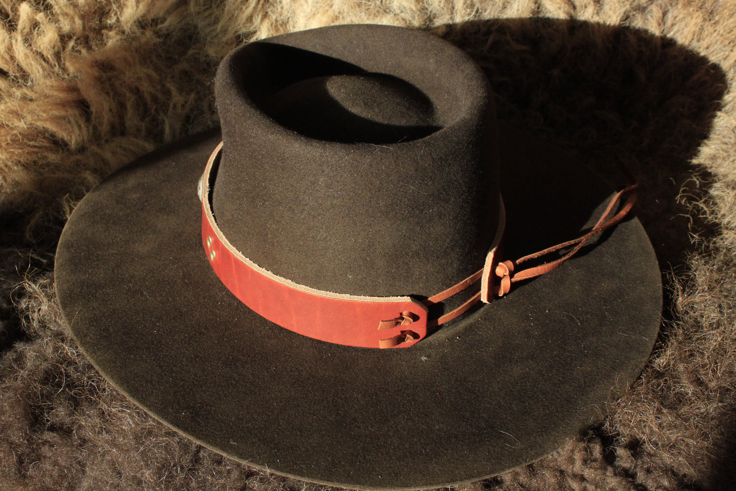 Ocotillo - Leather Hat Band with Vintage Native American Buttons