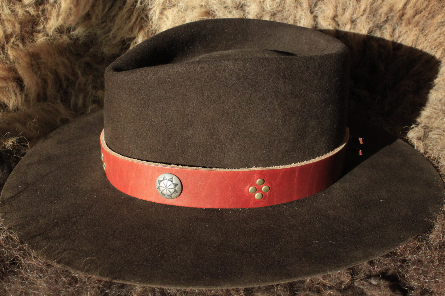 Ocotillo - Leather Hat Band with Vintage Native American Buttons