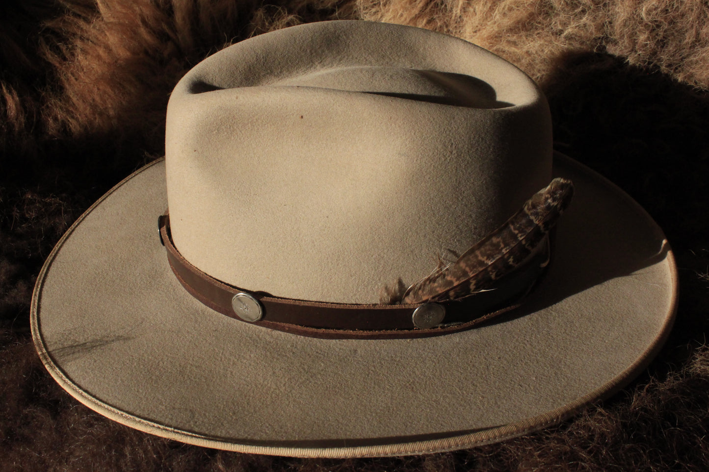Cottonwood - Leather Hat Band with Vintage Native American Buttons