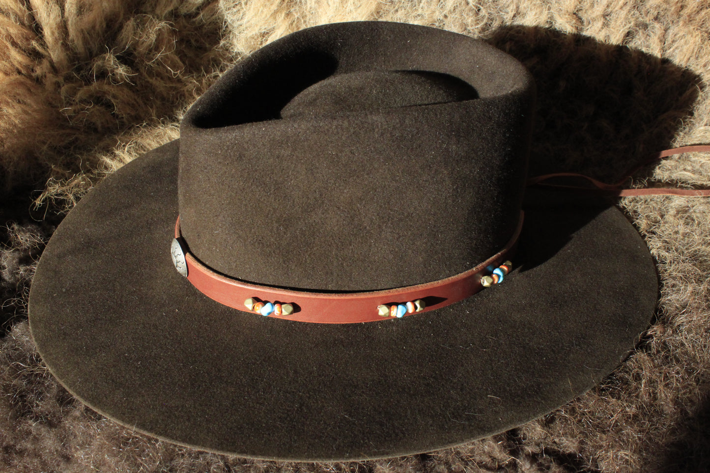 Sundance - Leather Hat Band with Vintage Native American Button