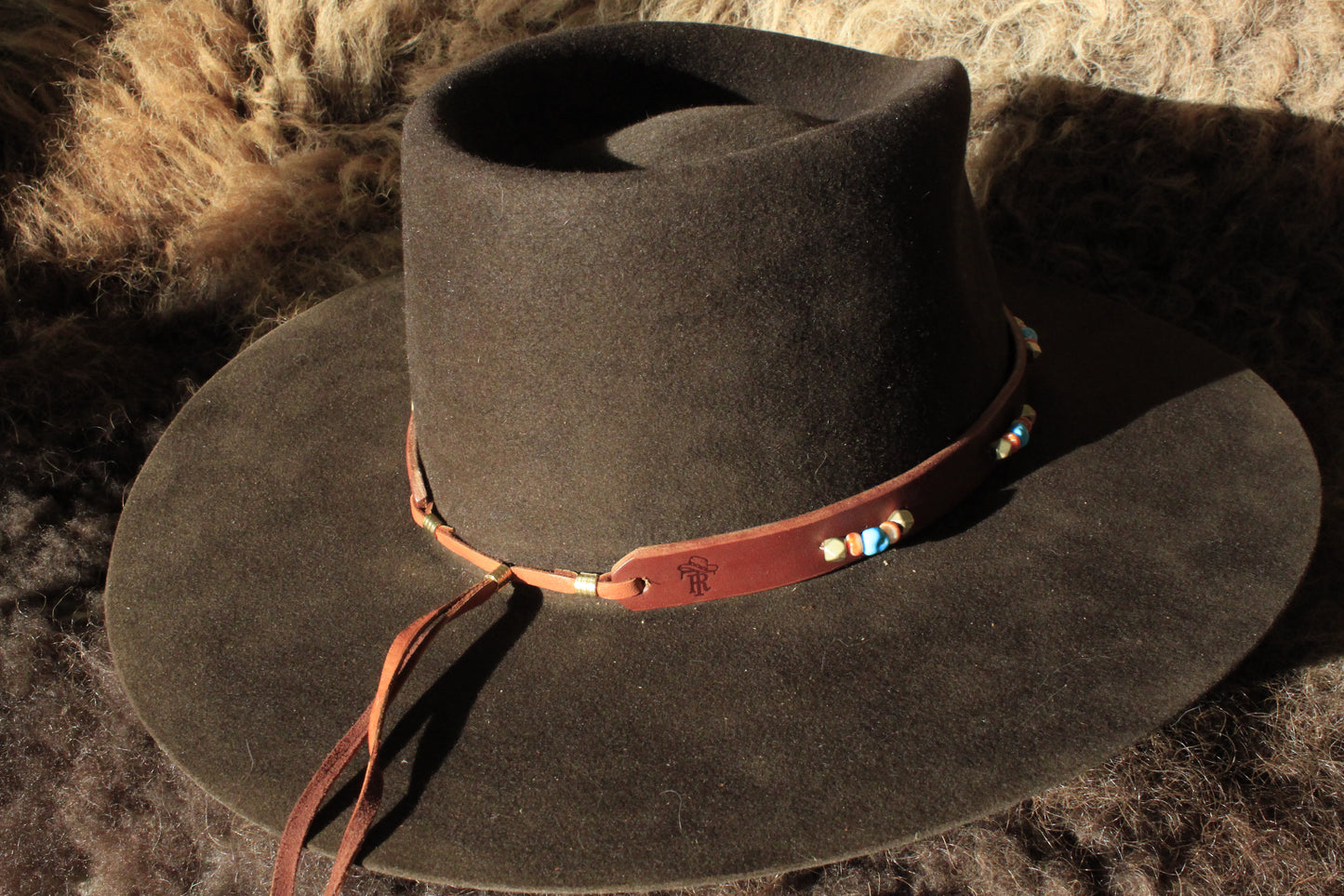 Sundance - Leather Hat Band with Vintage Native American Button