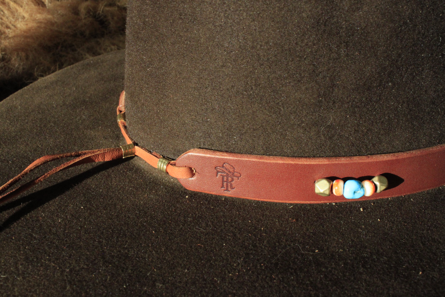 Sundance - Leather Hat Band with Vintage Native American Button