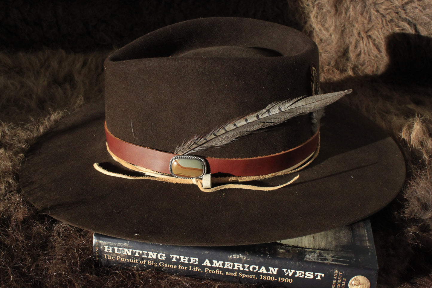 Owyhee - Leather Hat Band with Contemporary Jasper Slide