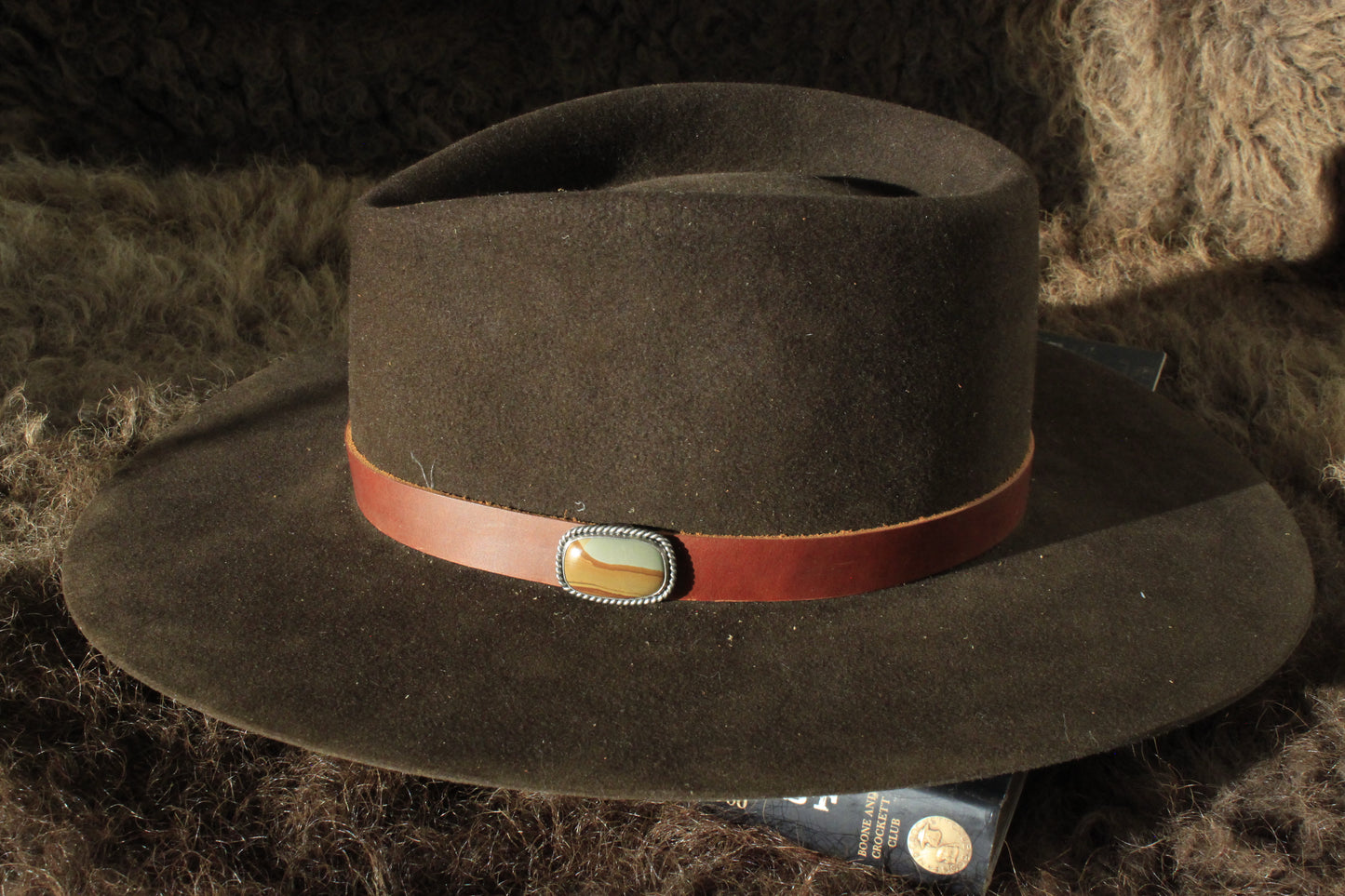 Owyhee - Leather Hat Band with Contemporary Jasper Slide