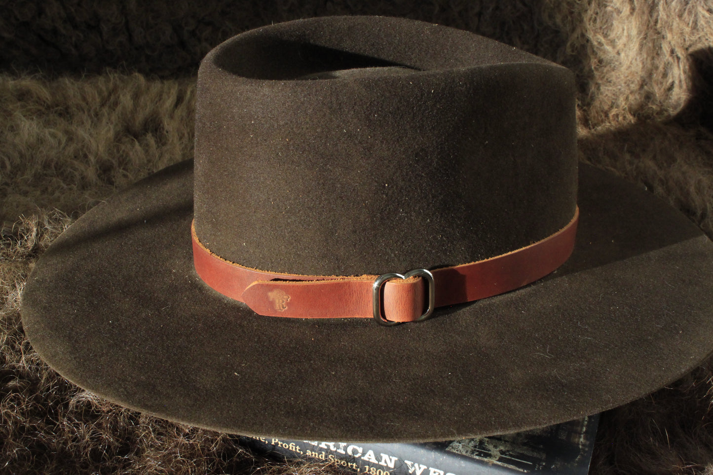Owyhee - Leather Hat Band with Contemporary Jasper Slide