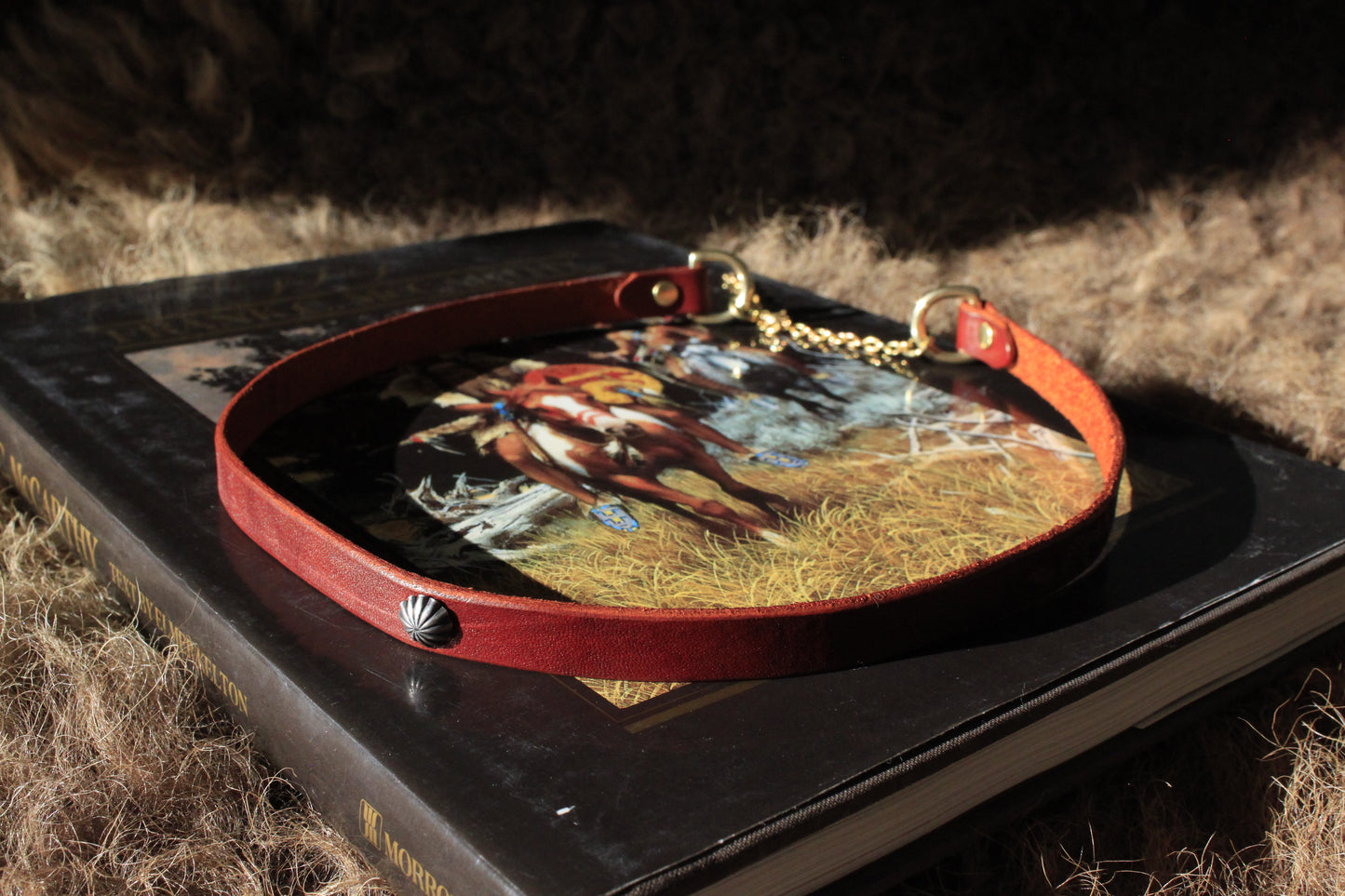 Uncompahgre - Leather Hat Band with Vintage Native American Button