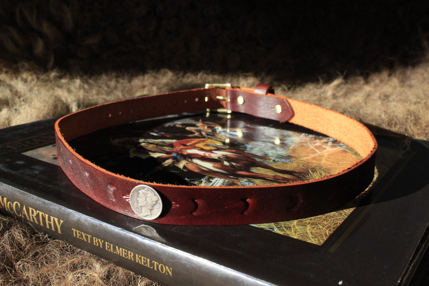 Lupine - Leather Hat Band with Vintage Mercury Dime Button