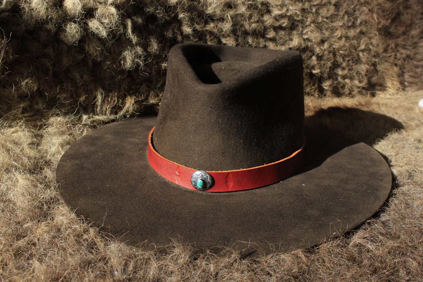 Alpine - Leather Hat Band with Native American Button
