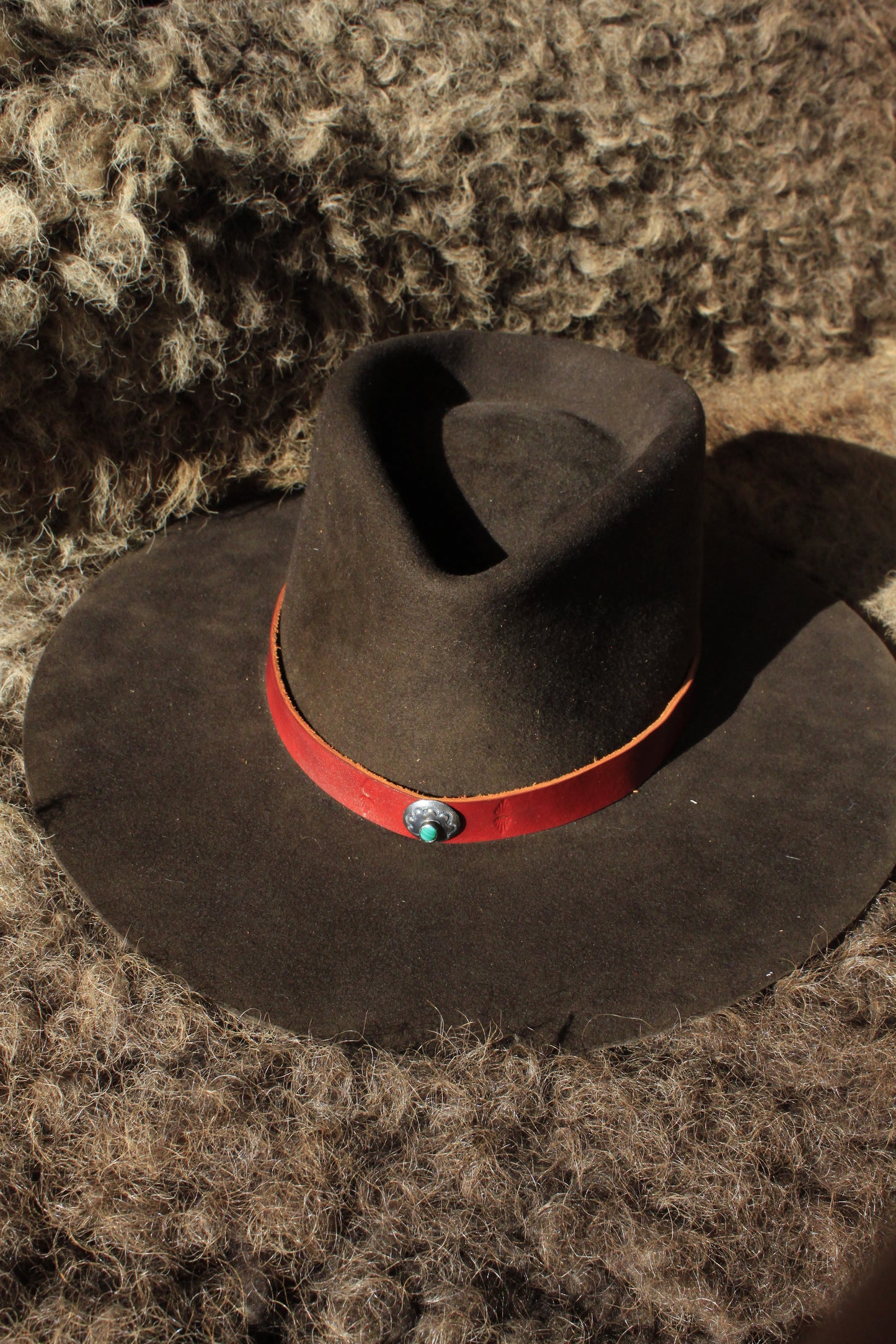 Alpine - Leather Hat Band with Native American Button