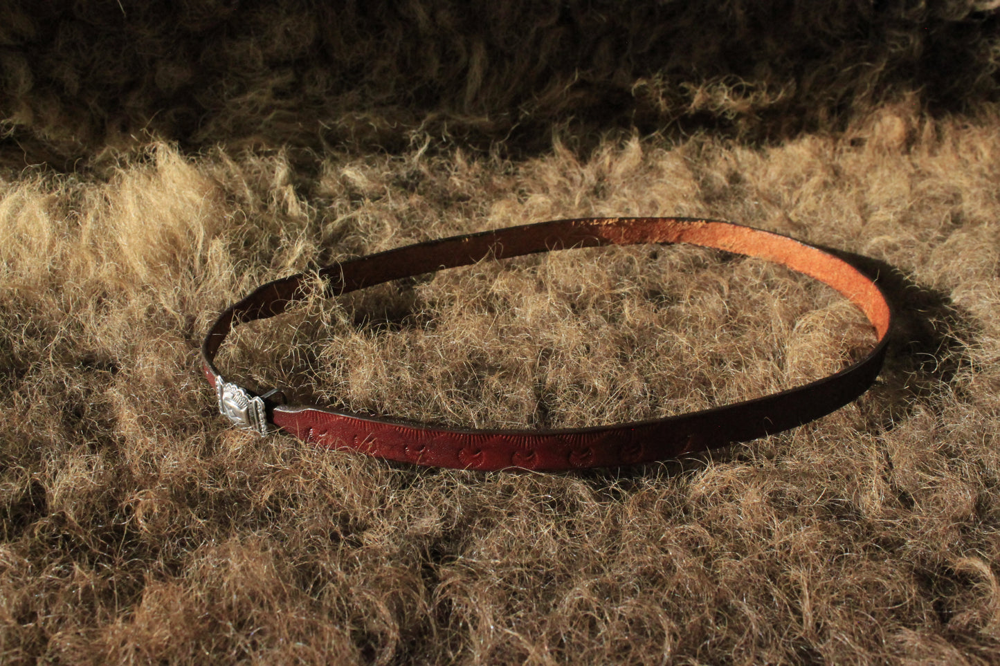 Teton - Leather Hat Band with Petite Vintage Native American Buckle