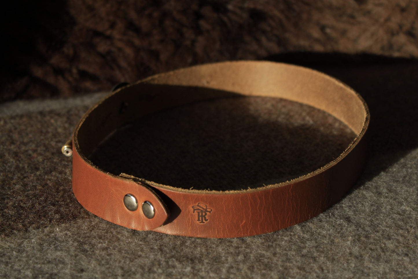 Pine Valley - Distressed Leather Hat Band with Large Vintage Native American Button