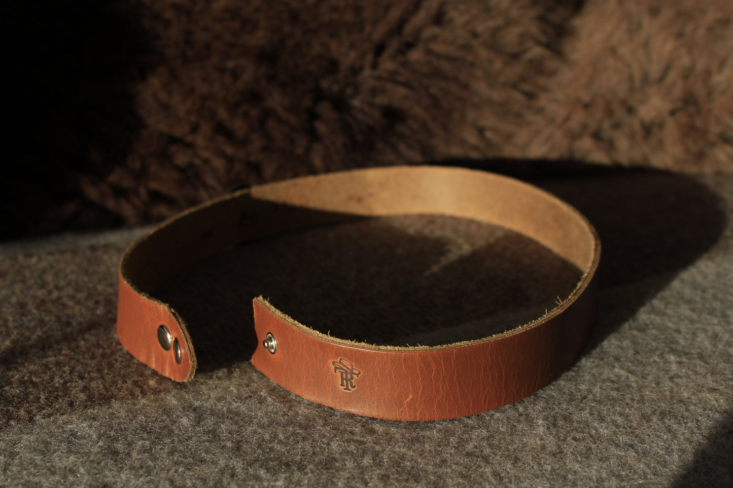 Pine Valley - Distressed Leather Hat Band with Large Vintage Native American Button