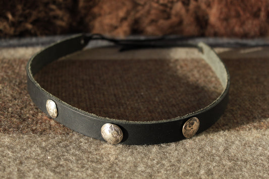 Four Points - Leather Hat Band with Vintage Native American Buttons