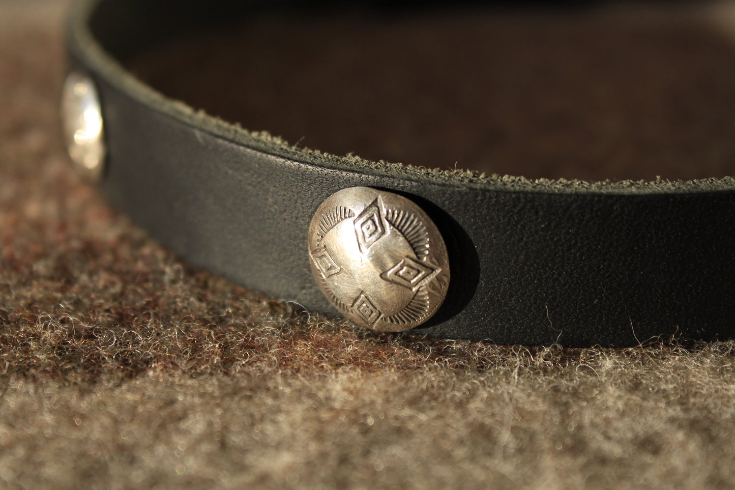 Four Points - Leather Hat Band with Vintage Native American Buttons