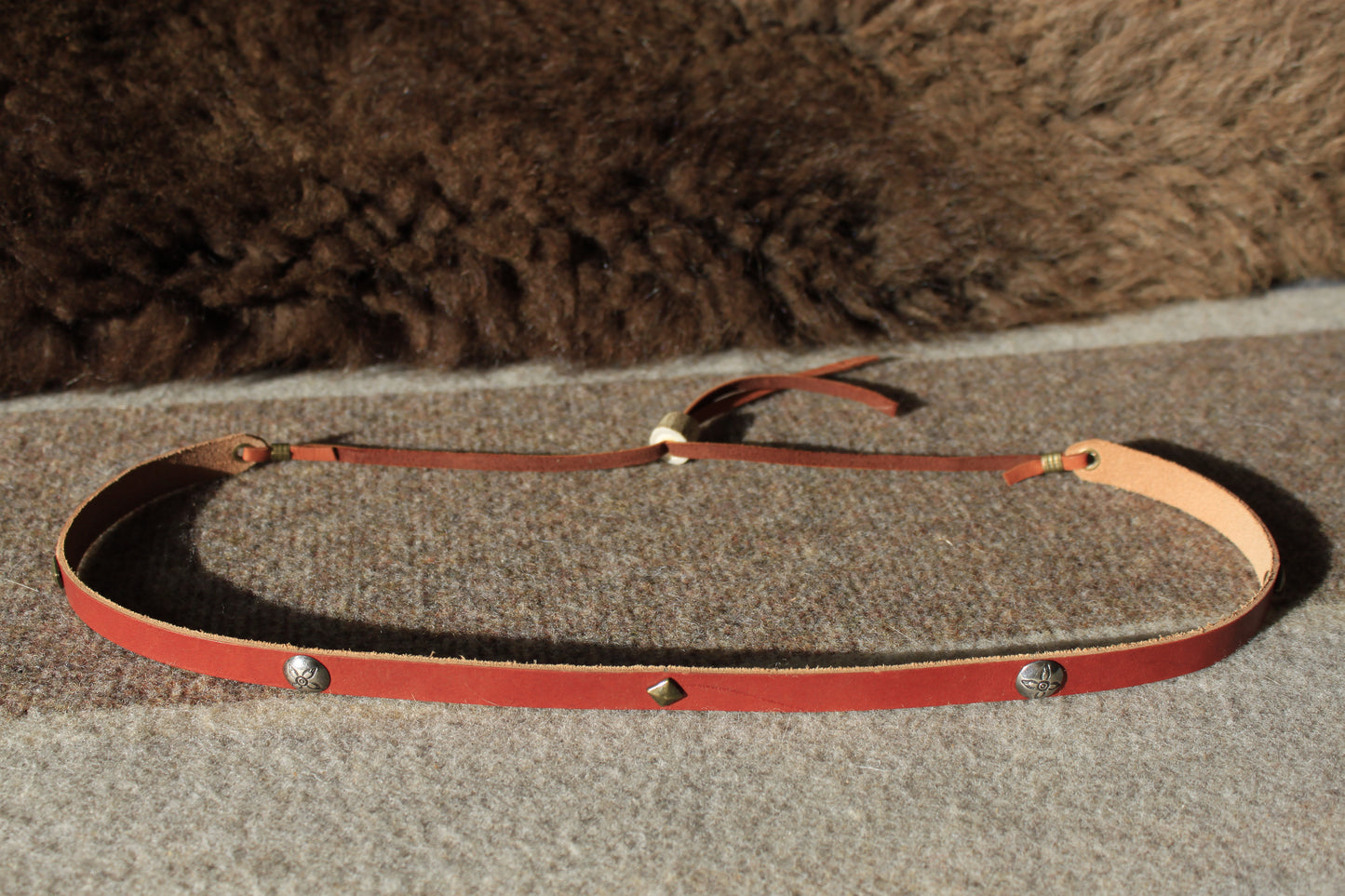 Sunflower - Leather Hat Band with Vintage Native American Buttons