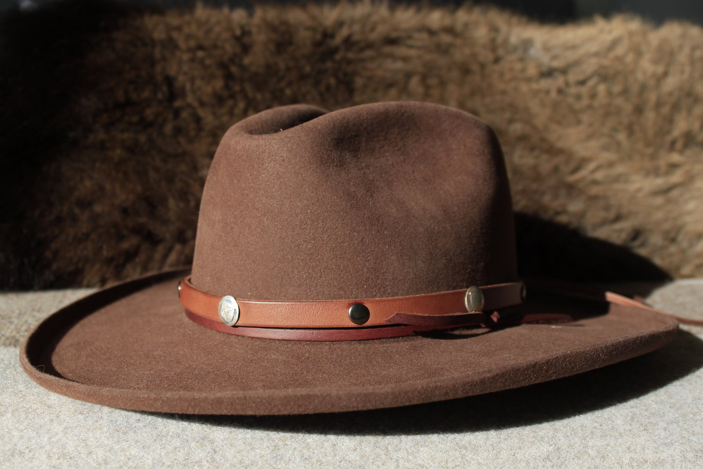 Old Reliable - Leather Hat Band with Vintage Native American Buttons