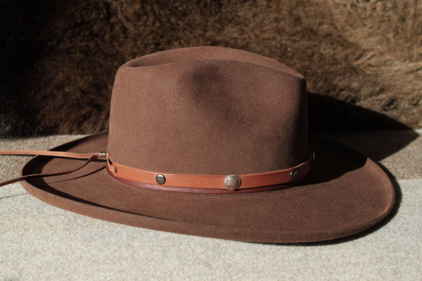 Old Reliable - Leather Hat Band with Vintage Native American Buttons