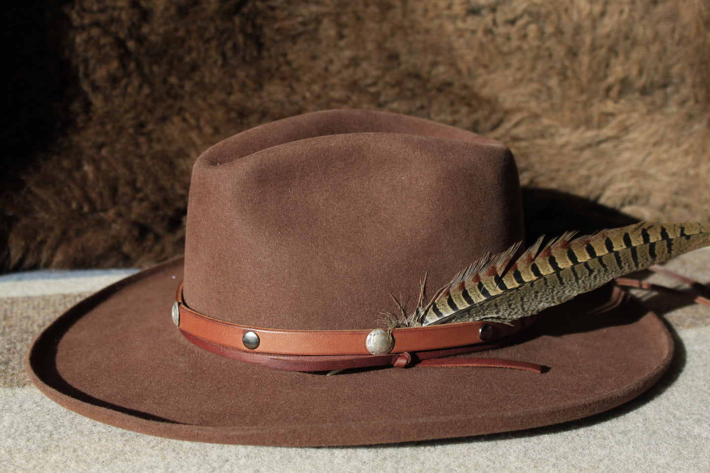 Old Reliable - Leather Hat Band with Vintage Native American Buttons