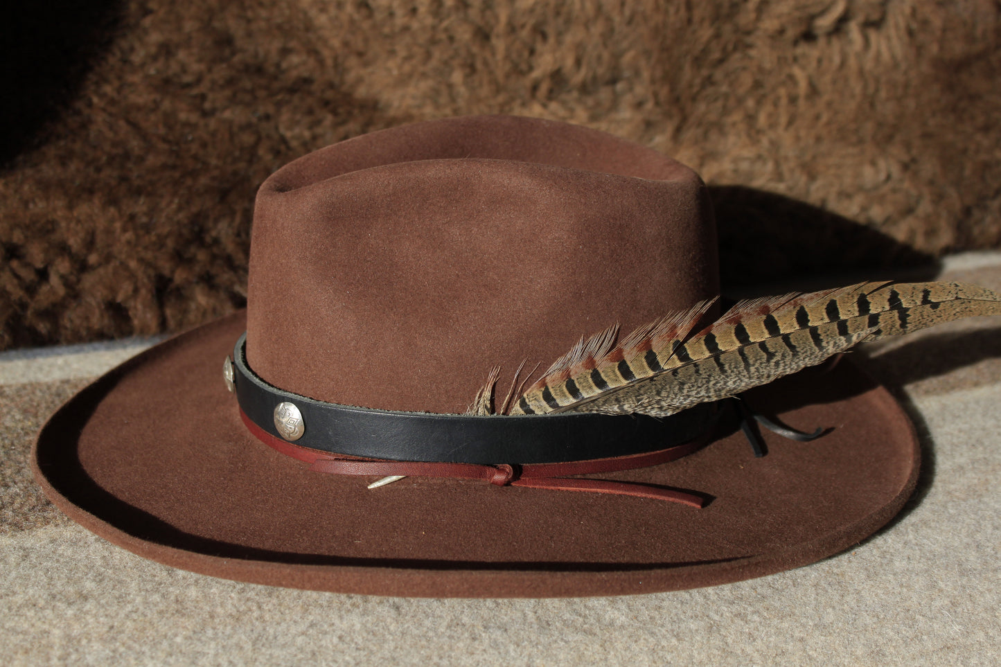 Four Points - Leather Hat Band with Vintage Native American Buttons