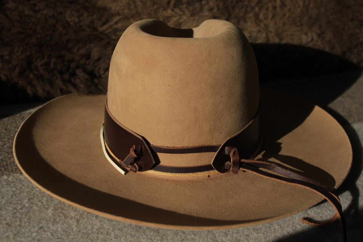 Virgin River - Leather Hat Band with Large Vintage Native American Button