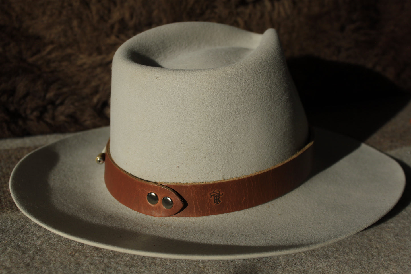 Pine Valley - Distressed Leather Hat Band with Large Vintage Native American Button