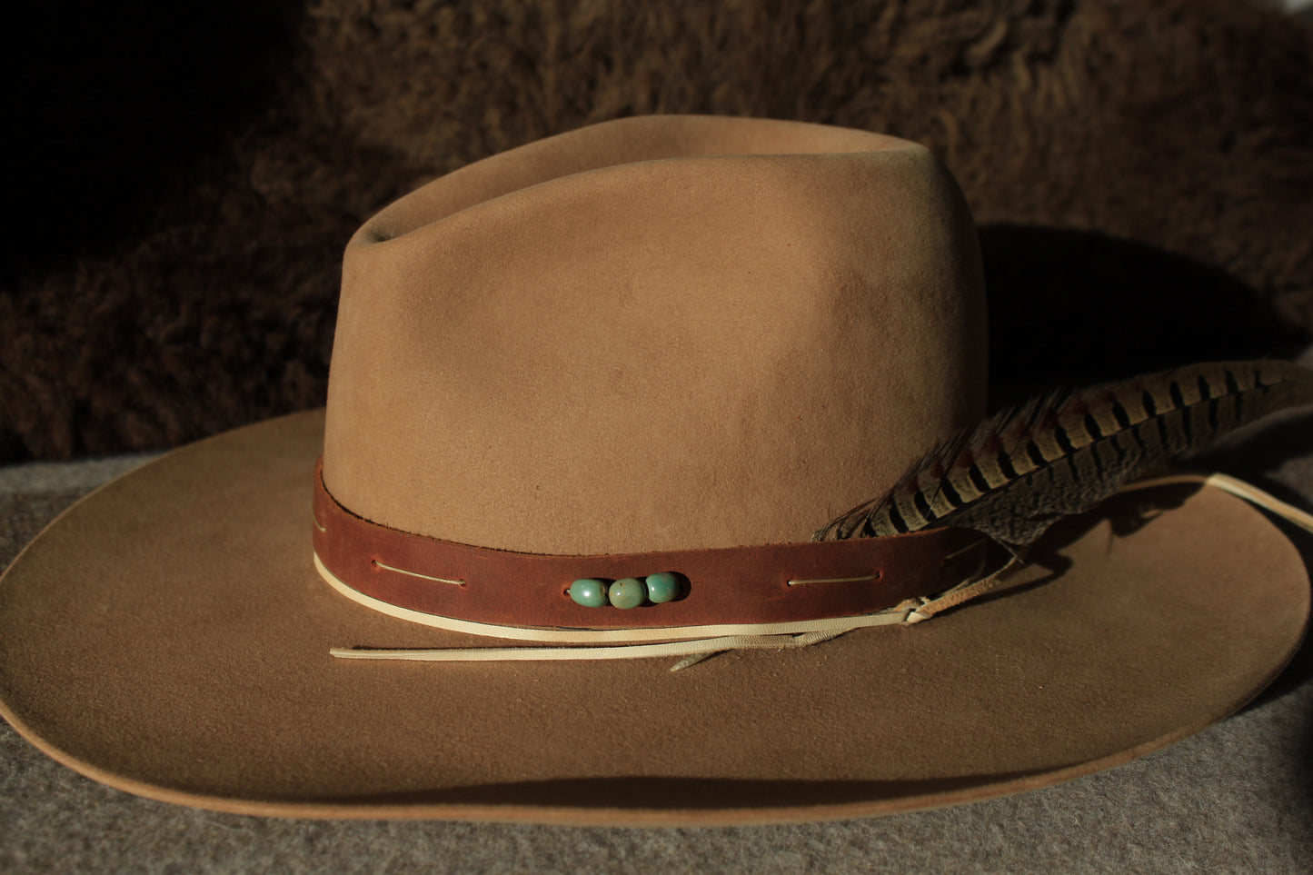 Sage Brush - Leather Hat Band with Vintage Native American Button