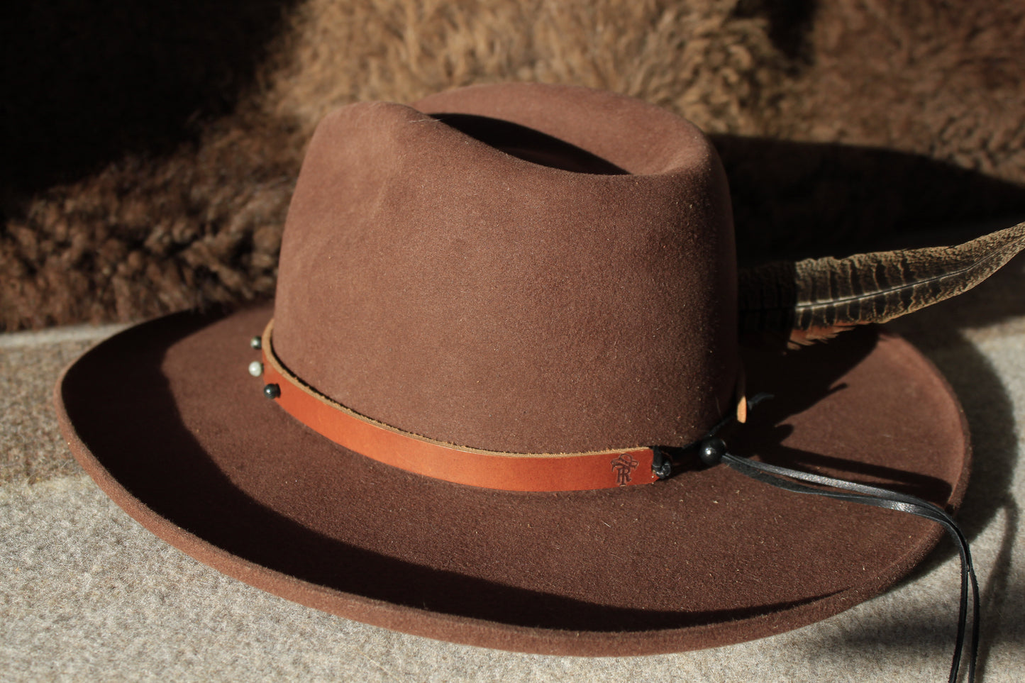 Apple Valley - Leather Hat Band with Vintage Native American Button