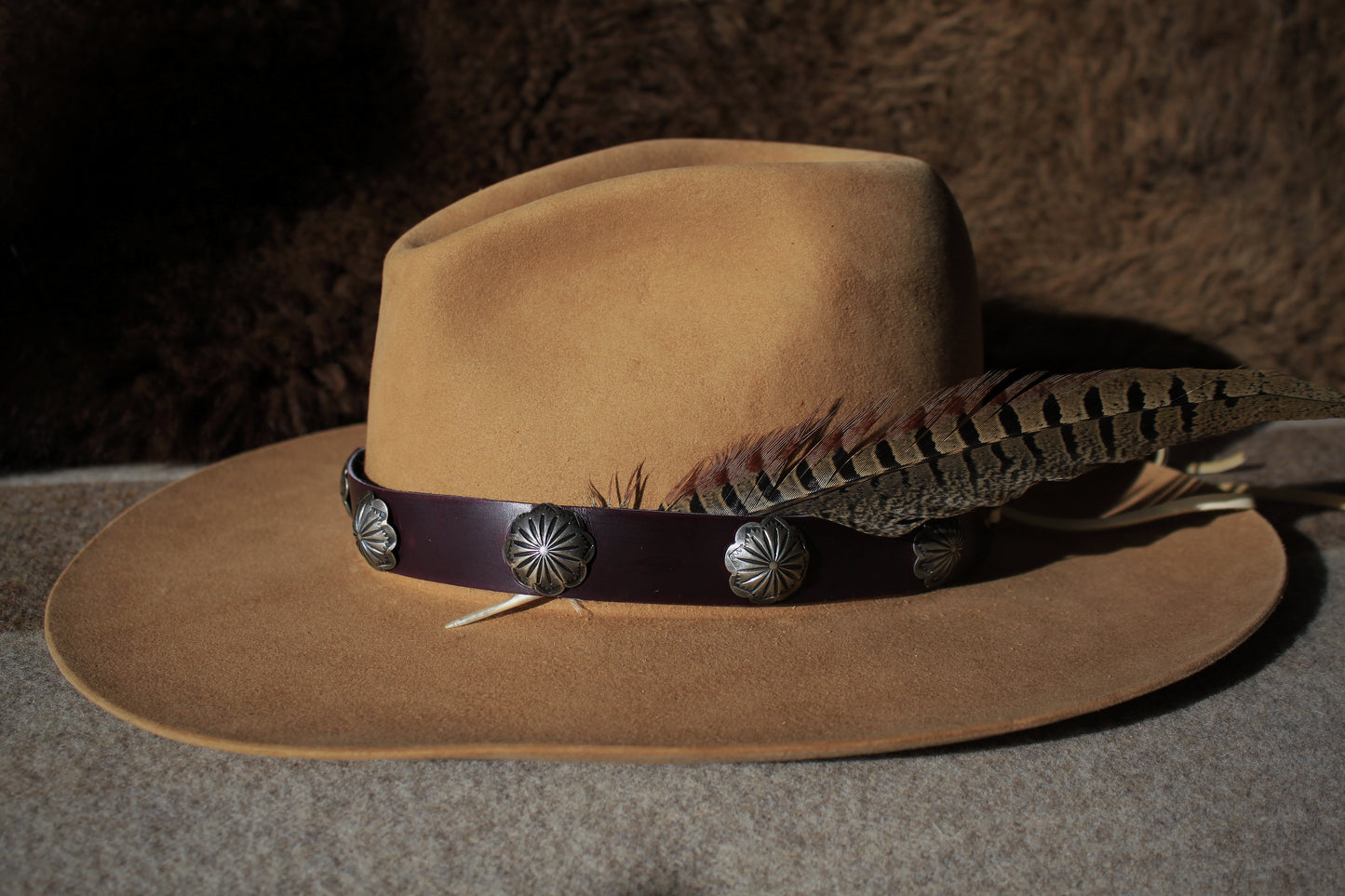 Bear Paw - Leather Hat Band with Vintage Native American Buttons